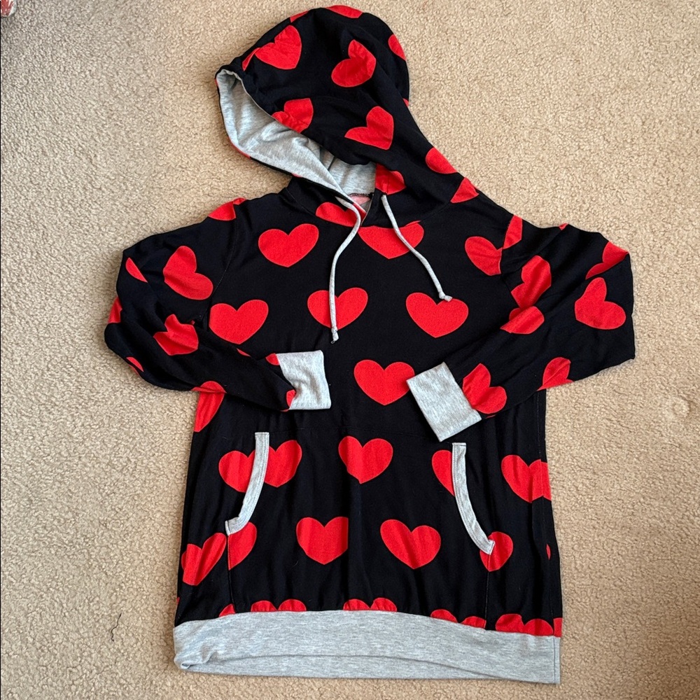 Heimish USA Black Hooded Shirt With Hearts